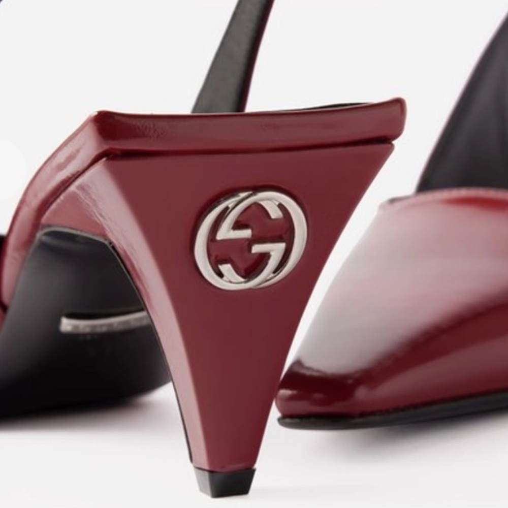 Gucci Mallory 55 Patent Leather Slingback Pumps - Cherry size EU 39 - Picture 6 of 6